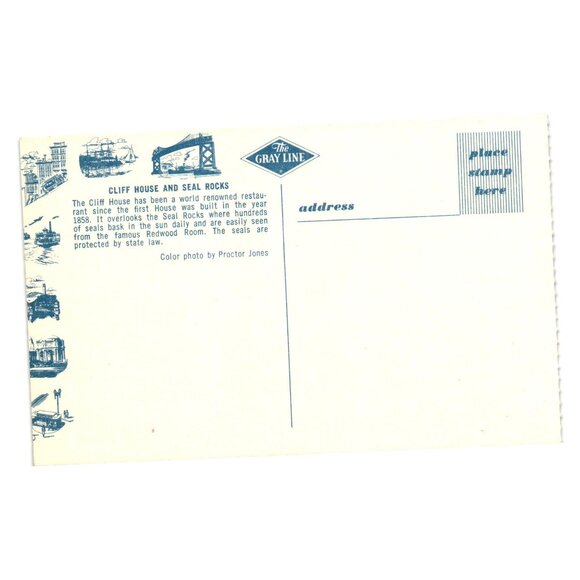 Cliff House Seal Rocks Proctor Jones Vintage Postcard Unused Coastal Landmark - Picture 2 of 2